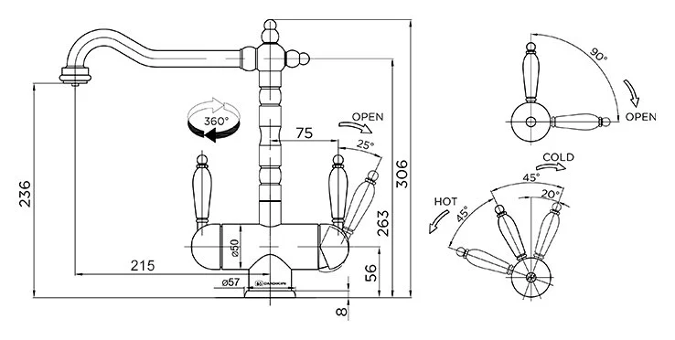 Смеситель для кухни Omoikiri Amagasaki-G золото 4994019