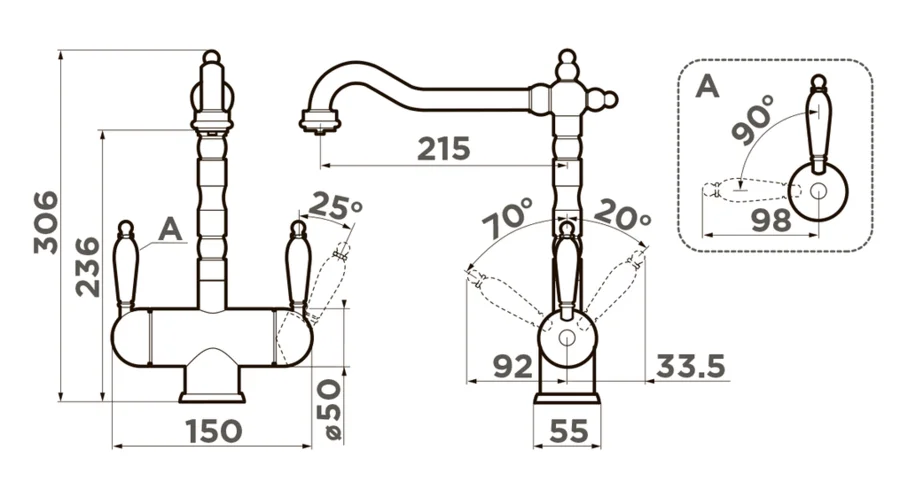 Смеситель для кухни Omoikiri Amagasaki-GB графит 4994362