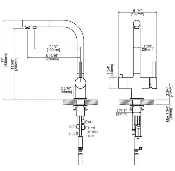 Смеситель для питьевой воды Timo Saona черный матовый 2356/03FL