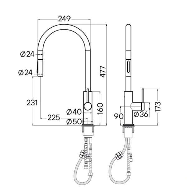 Смеситель для кухни Paulmark Senso нержавеющая сталь Se215180-BS