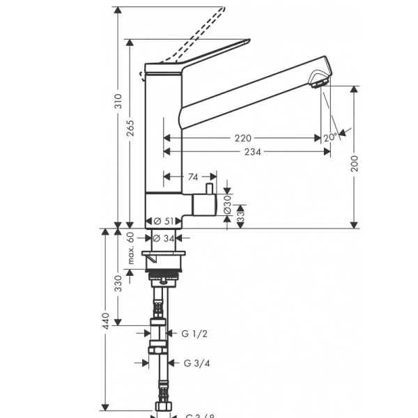 Смеситель для кухни Hansgrohe Zesis M33 хром 74808000