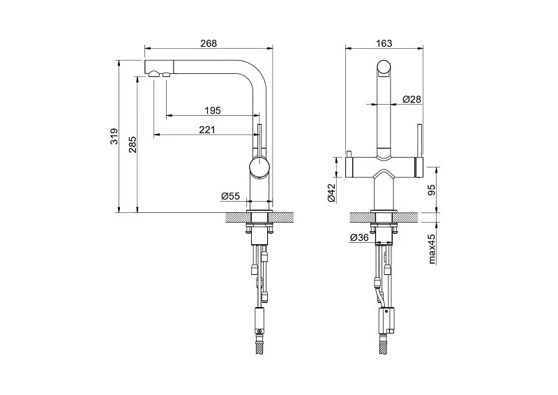 Смеситель для питьевой воды Акватек Европа оружейная сталь AQ1385BGM