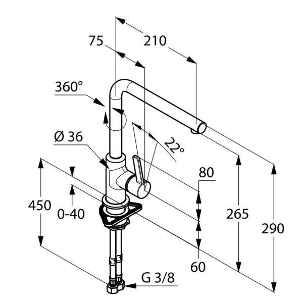 Смеситель для кухни Kludi L-ine хром 408030575