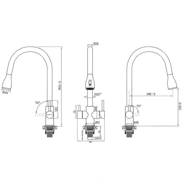 Смеситель для кухни Paulmark Lange La214212 с выдвижным изливом