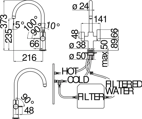 Смеситель для кухни Nobili Flag с подключением к фильтру FL96824/3VCR