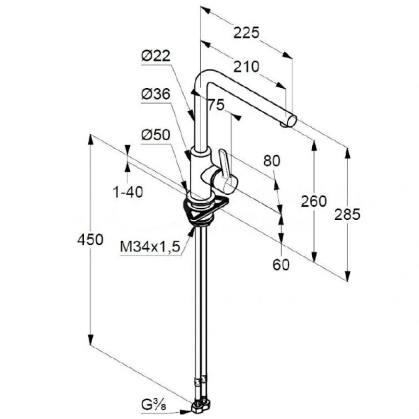 Смеситель для кухни Kludi L-ine черный матовый 408033975