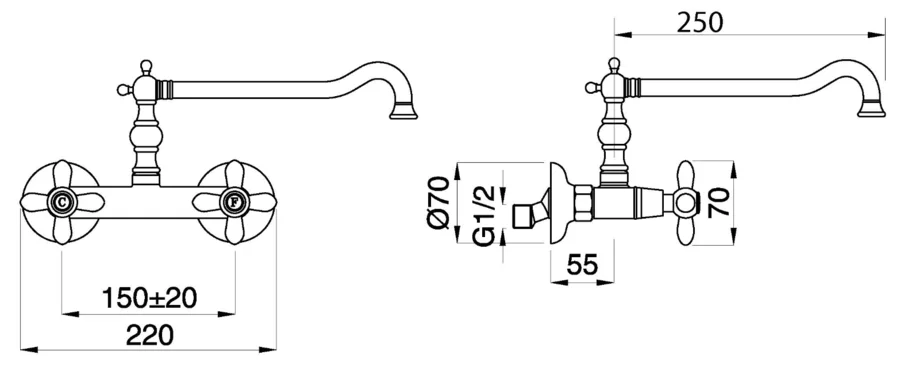Смеситель для кухни Migliore Princeton Plus 182 настенный