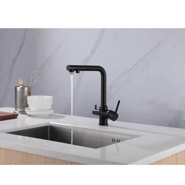 Смеситель для кухни Abber Emotion черный матовый AF8814B Staron