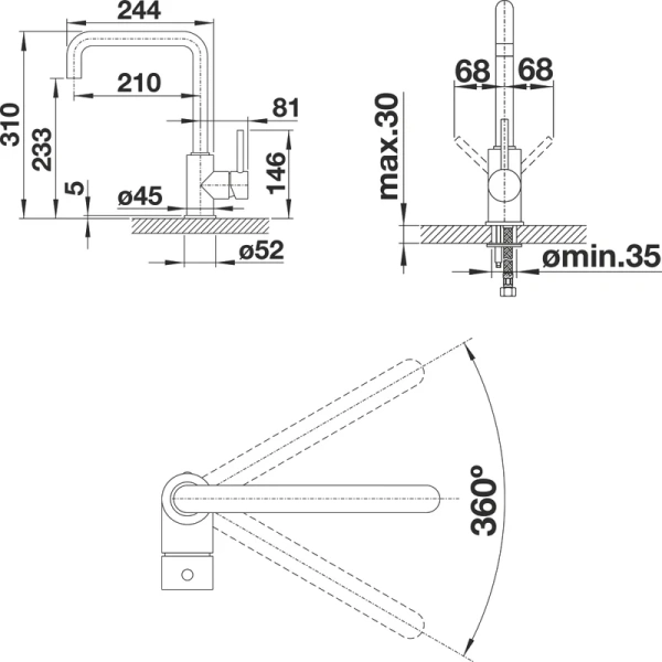 Смеситель для кухни Blanco Mili серый беж 525130