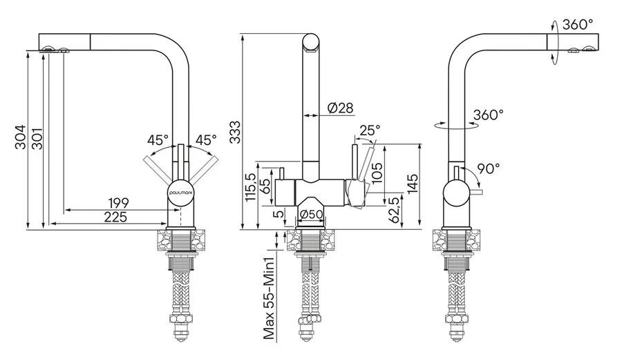 Смеситель для кухни Paulmark Skalen Sk213020 с возможностью подключения фильтра питьевой воды