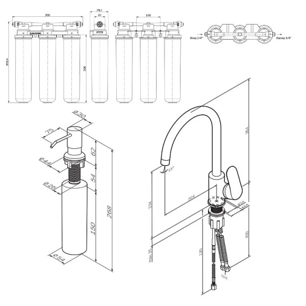 Смеситель для кухни Am.Pm Like F8007T с каналом для питьевой воды