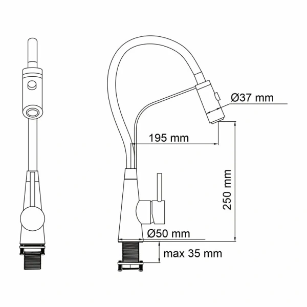 Смеситель для кухни WasserKRAFT с гибким изливом A8417