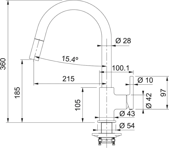 Смеситель Franke Lina с выдвижным шлангом 115.0626.057