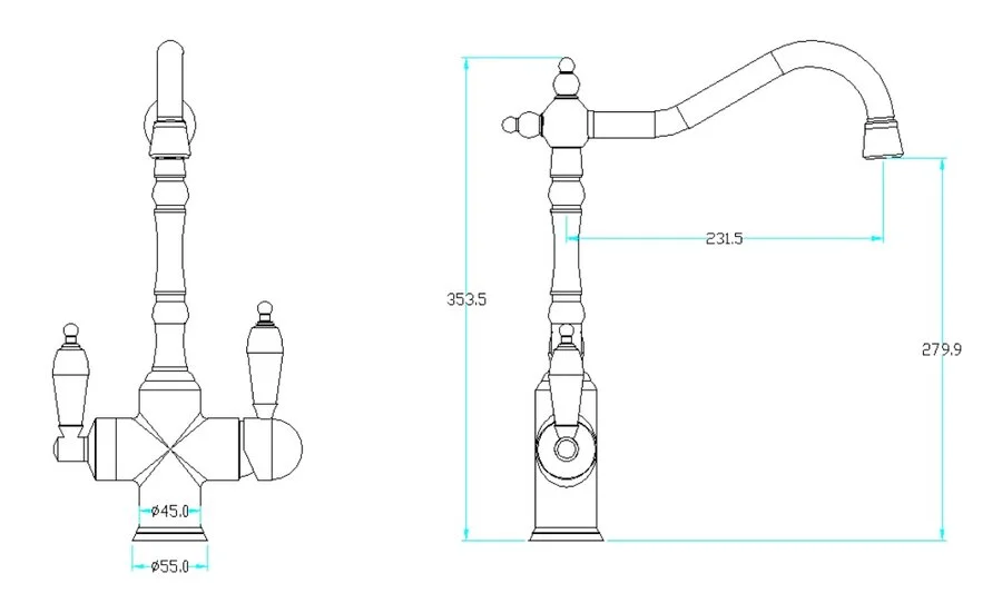 Смеситель для кухни Boheme Kitchen 11 с краном для питьевой воды
