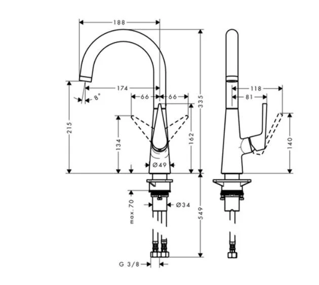 Смеситель для кухни Hansgrohe Talis M51 72814 однорычажный
