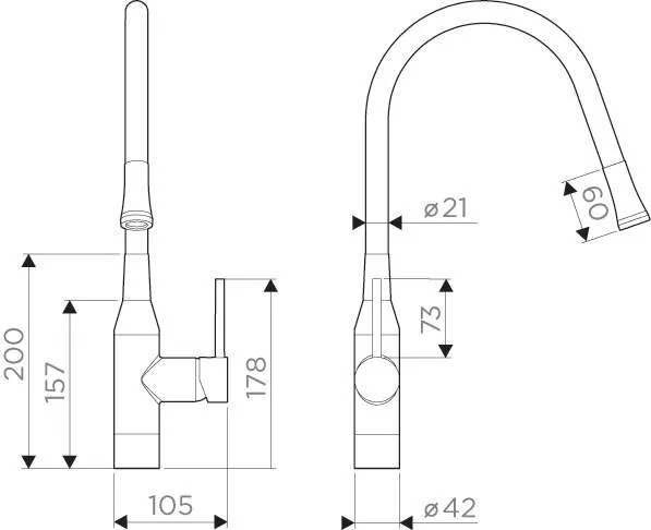 Смеситель для кухни Omoikiri Yatomi-BN-GR нержавеющая сталь/серый 4994251