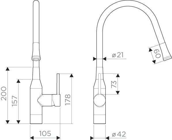 Смеситель для кухни Omoikiri Yatomi-BN-BL нержавеющая сталь/черный 4994247