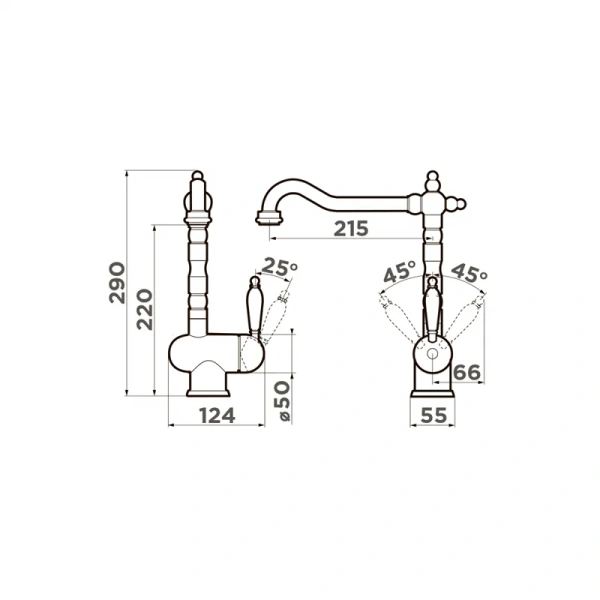 Смеситель для кухни Omoikiri Kyoto-AB античная латунь 4994287