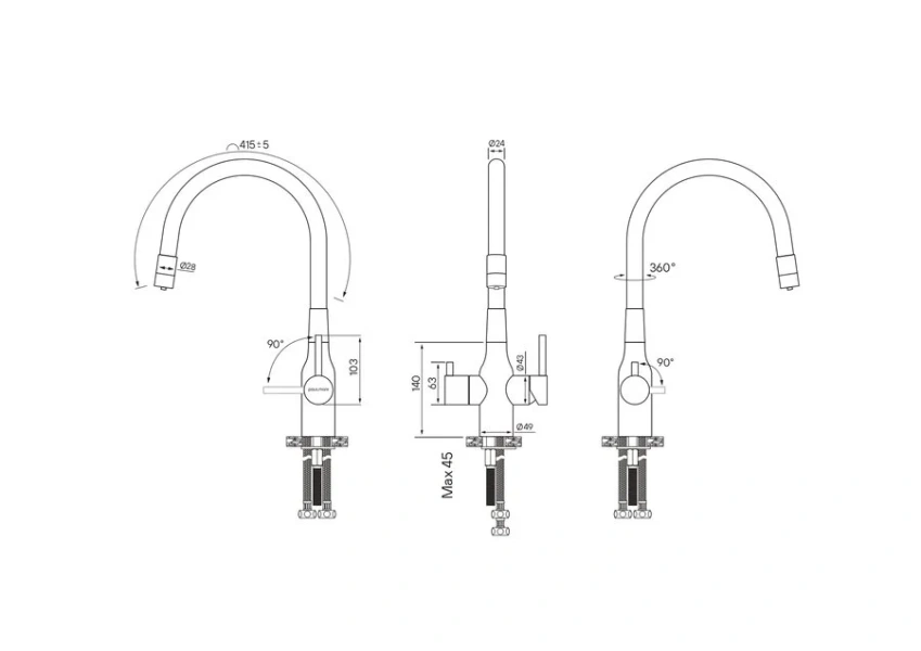 Смеситель для кухни Paulmark Salix Sa213419 с гибким изливом