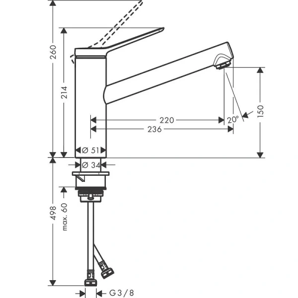 Смеситель для кухни Hansgrohe Zesis M33 74802 латунь