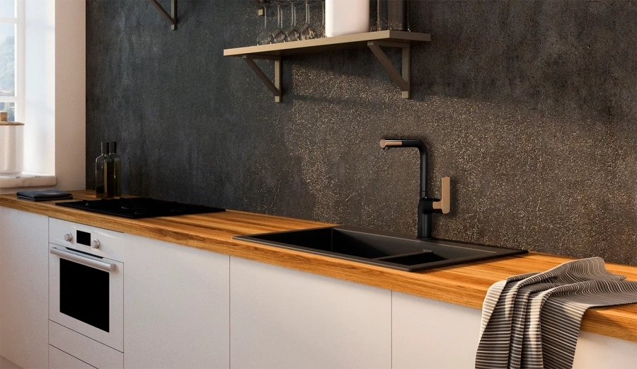 Смеситель для кухни Lemark Ursus черный/золото LM7205BLR