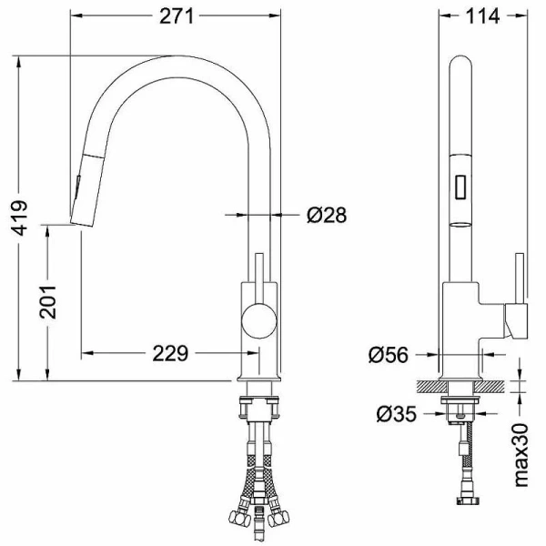 Смеситель для кухни Акватек Европа хром AQ1384CR