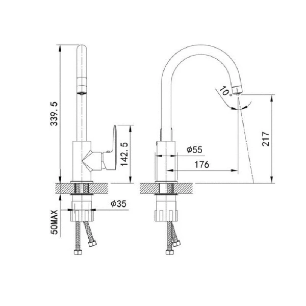 Смеситель для питьевой воды IDDIS Cuba однорычажный