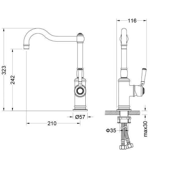 Смеситель для кухни Акватек Классик золото AQ1580PG