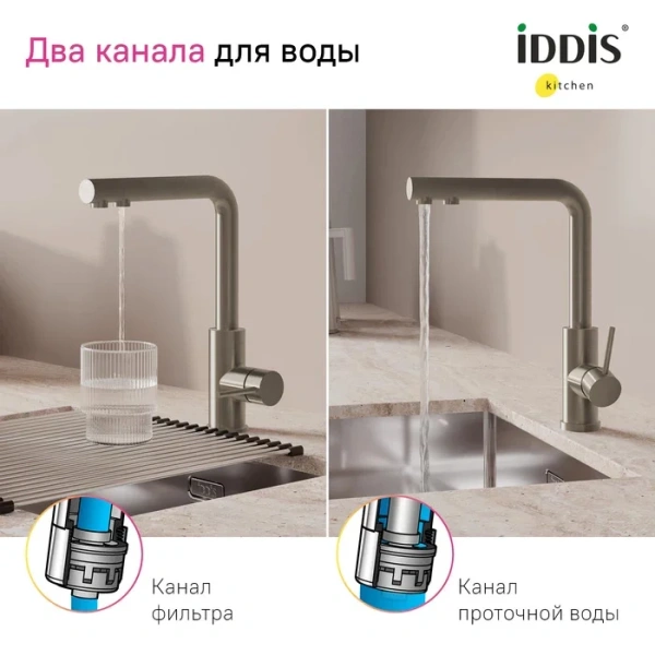 Смеситель для кухни IDDIS Rule сталь матовая RULSTLFi05