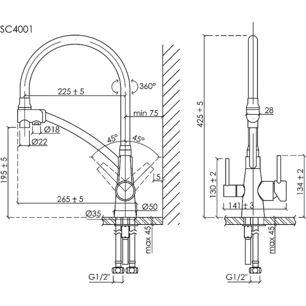 Смеситель для кухни Sancos Eri черный матовый SC4001MB