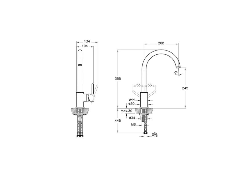 Смеситель для кухни VitrA Minimax S A42091 однорычажный