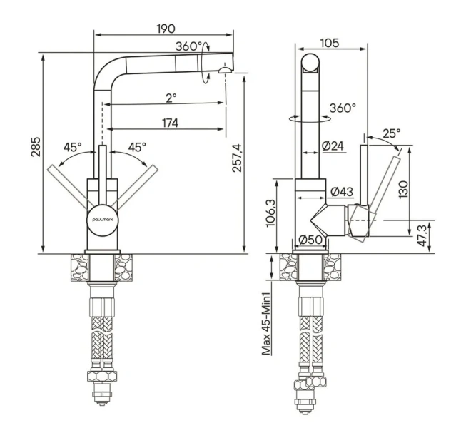 Смеситель для кухни Paulmark Honner Ho212018 с поворотным аэратором