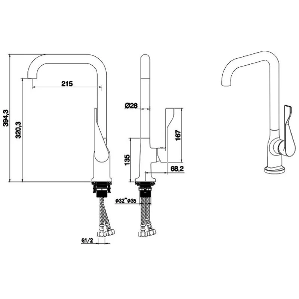 Смеситель для кухни Акватек Вега черный AQ1083MB