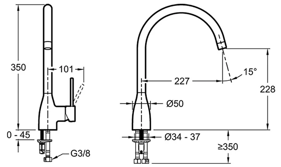 Смеситель для кухни Jacob Delafon Mariette хром E23303-CP