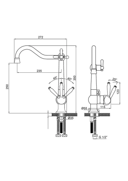 Смеситель для кухни Paulmark Retro Re213226 латунь