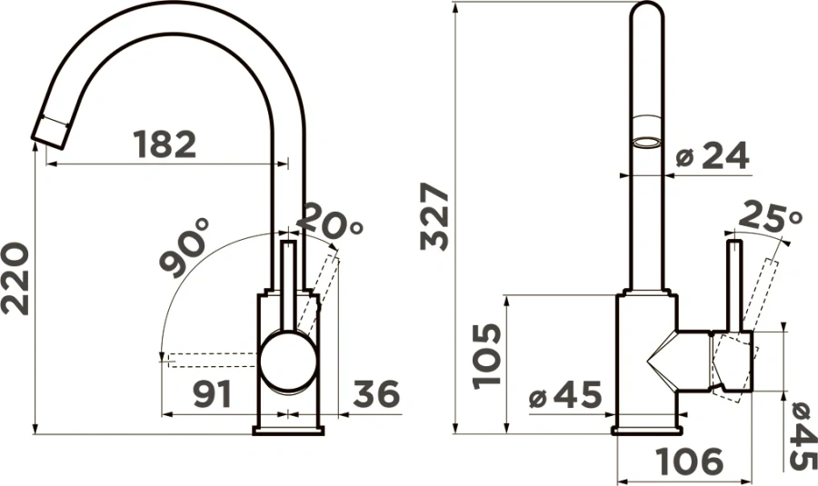 Смеситель для кухни Omoikiri Shinagawa 4974 c поворотным изливом