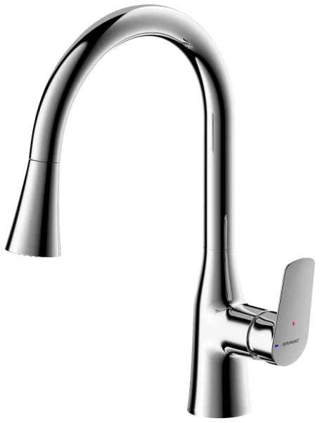 Смеситель для кухни Bravat Rhein с вытяжным изливом F7460564CP-ENG