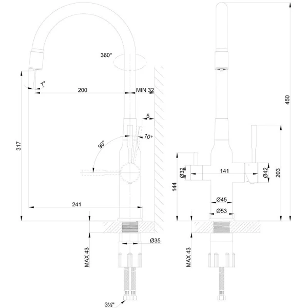 Смеситель для кухни Lemark Expert черный LM5083BL-Black