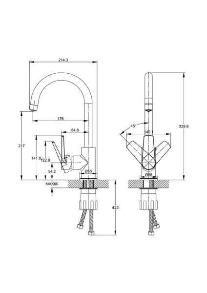 Смеситель для кухни Cersanit Moduo сатин 68222