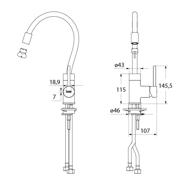 Смеситель для кухни IDDIS Kitchen 360 черный/хром K36SBJBi05