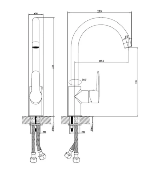 Смеситель для кухни IDDIS Cuba никель матовый CU1BNJ0i05