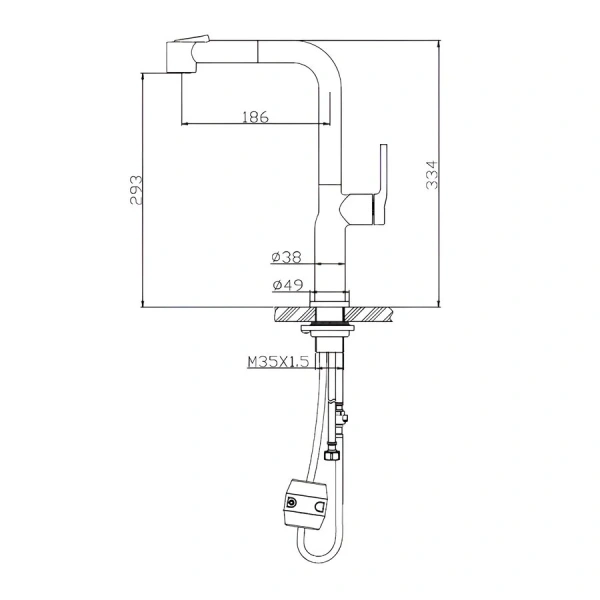 Смеситель для кухни BelBagno с выдвижным изливом черный матовый BB-LAM60-NERO