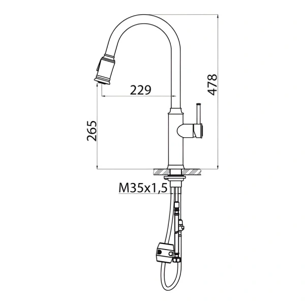 Смеситель для кухни BelBagno двухрежимный BB-LAM58-IN