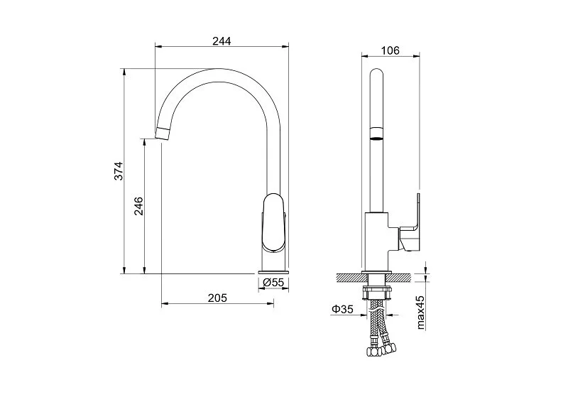 Смеситель для кухни Акватек Оберон золото шлифованное AQ1282BG