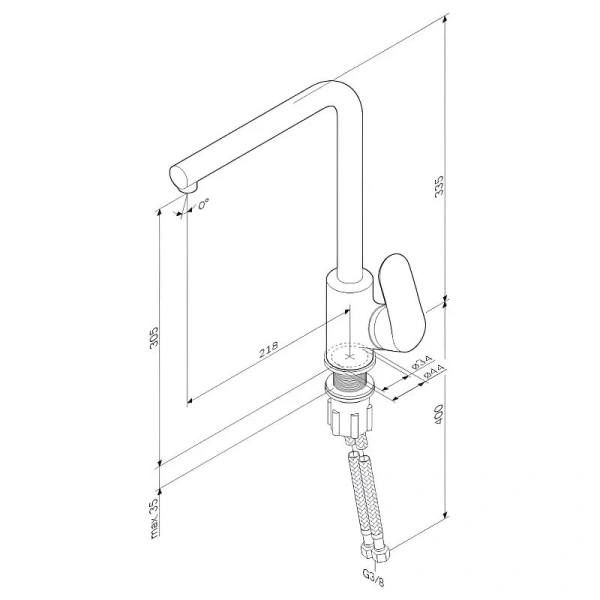 Смеситель для кухни AM.PM Like F80050 с l-образным изливом