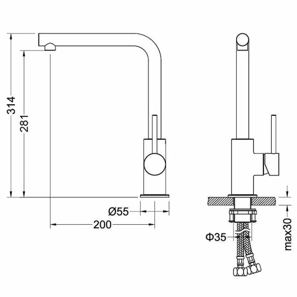 Смеситель для кухни Акватек Европа хром AQ1380CR