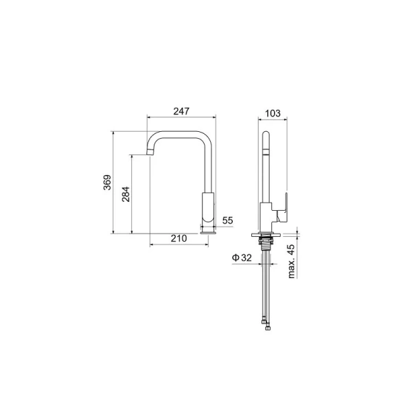 Смеситель для кухни Акватек Лира черный AQ1480MB