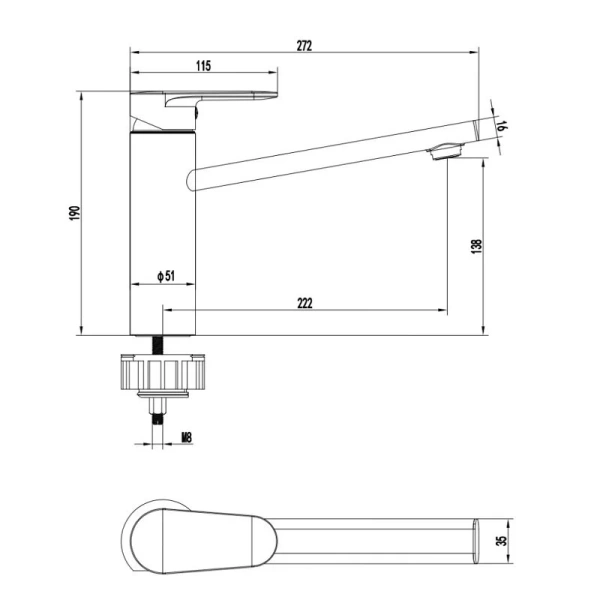 Смеситель для кухни Акватек Ника оружейная сталь AQ1880BGM