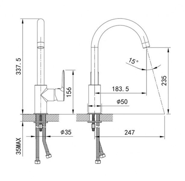 Смеситель для кухни IDDIS Cuba черный CU5BLJ0i05