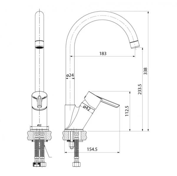 Смеситель для кухни IDDIS Kitchen Line высокий K11SB0Ji05